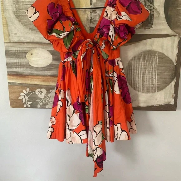 AJè Vibrant Floral Dress with Puff Sleeves - Picture 5 of 10